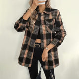 Plaid Fleece-Lined Jacket for Women