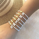 26 Letters White Shell Beaded Bracelet Women Metal Love Design Bracelet Jewelry-1