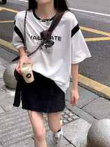 Oversized Tee and Mini Skirt Casual Outfit-1