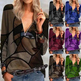 Face Print Pattern Long-sleeved Zipper T-shirt For-1