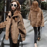 Lamb hair coat thick fur one locomotive female winter Korean-Brown-1