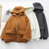 Loose Hooded Warm Lamb Fur Jacket-1