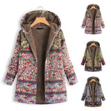 Women's Hooded Floral Winter Coat-1