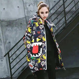 Street personality cartoon graffiti padded coat women-1