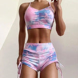 Tie-dye Bikini Shorts Suit Push-up Brazilian Swimsuit Bikini-Purple-1