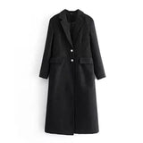 Warm Buttoned Winter Overcoat for Women-Black-1