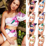 Women's Two-piece Swimwear Floral Print Swimsuit Bikini-1