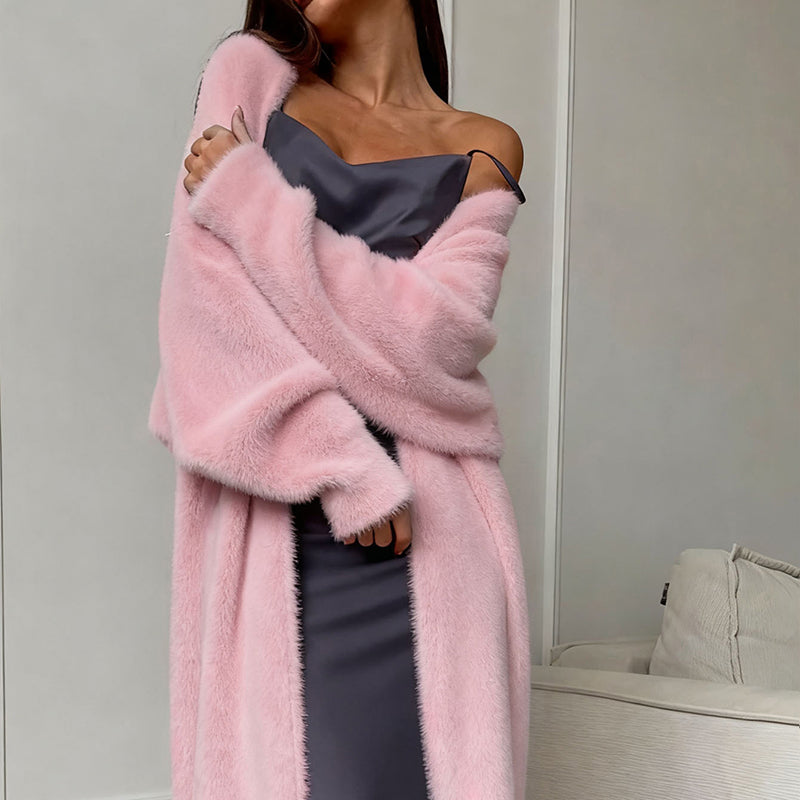 Furry Long Cardigan Duster Coat