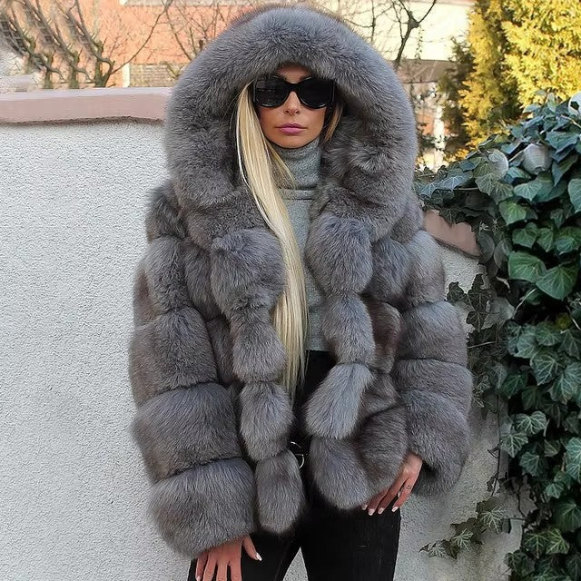 Chic Minimalist Patchwork Fur Jacket