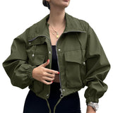 Chic Zip-Up Short Trench Jacket