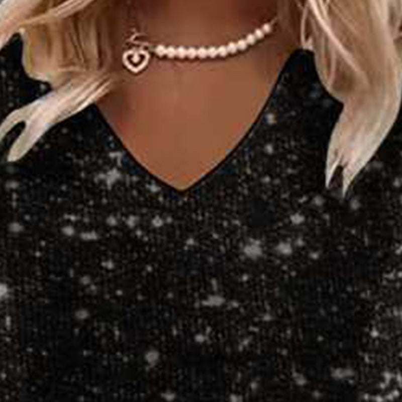 Sequin Detail Bell Sleeve Dress