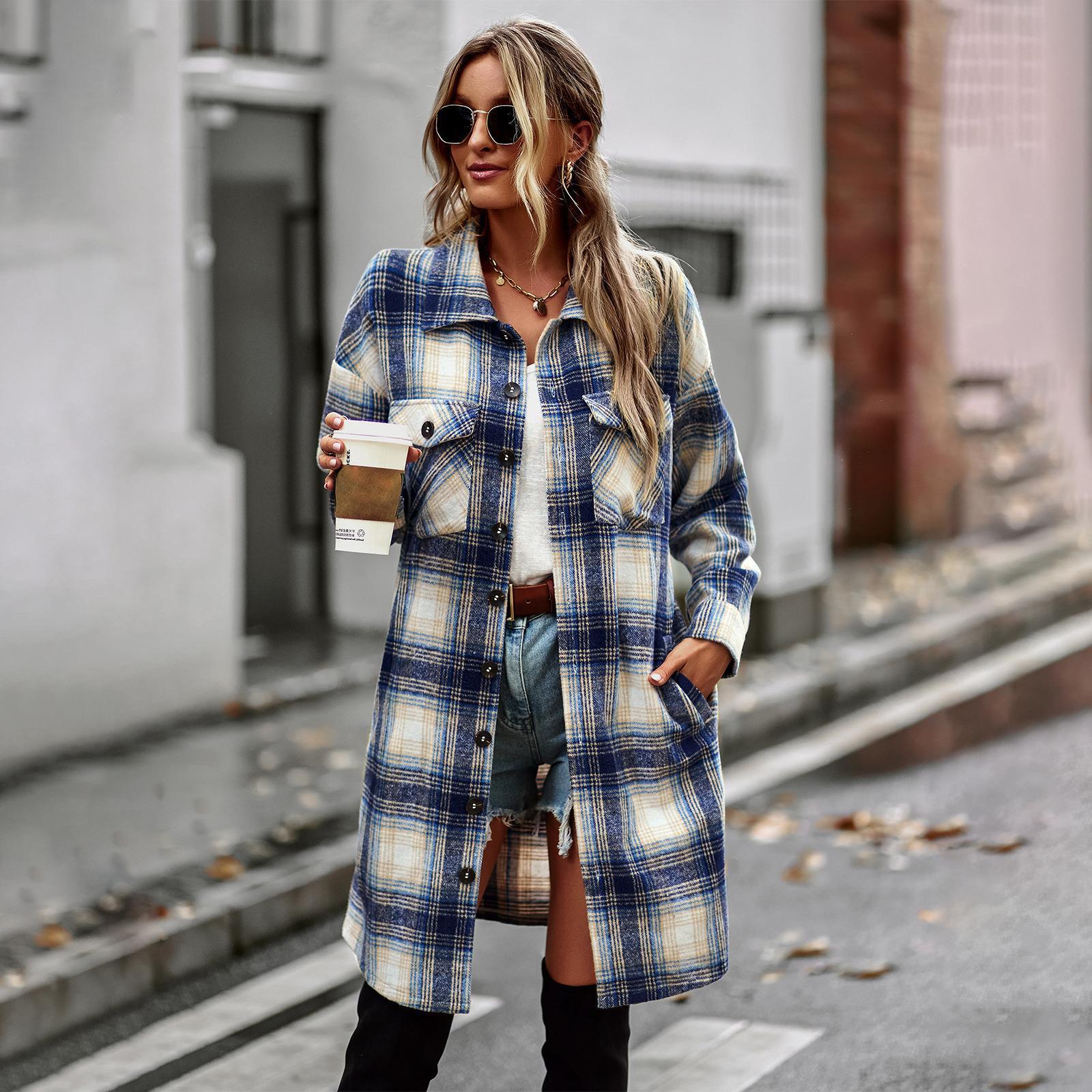 Chic Plaid Long Cardigan Coat