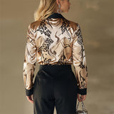 Satin Print Long Sleeve Blouse