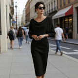 Womens Solid-Color Body-Con Plus-Size Dress With A Sophisticated Look