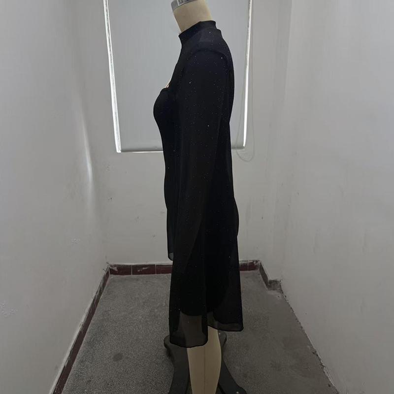 Sparkly Cloak Sleeve Mini Dress
