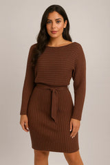 Fato 2pcs Top de manga comprida de riscas sólidas para mulher e saia justa com suspensório Moda outono inverno Roupa fina