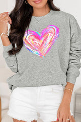 Valentine’s Day Heart Round Neck Drop Shoulder Sweatshirt-3