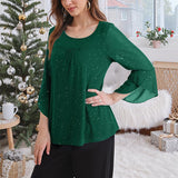 Ruffle Sparkle 3/4 Sleeve Top