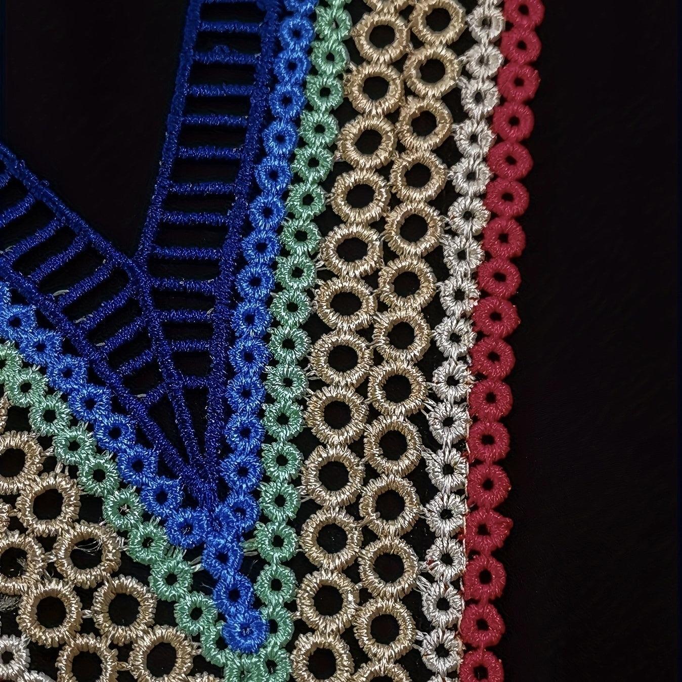 Ladies' Contrasting Lace V-Neck Dress – Casual, Lightweight & Breathable