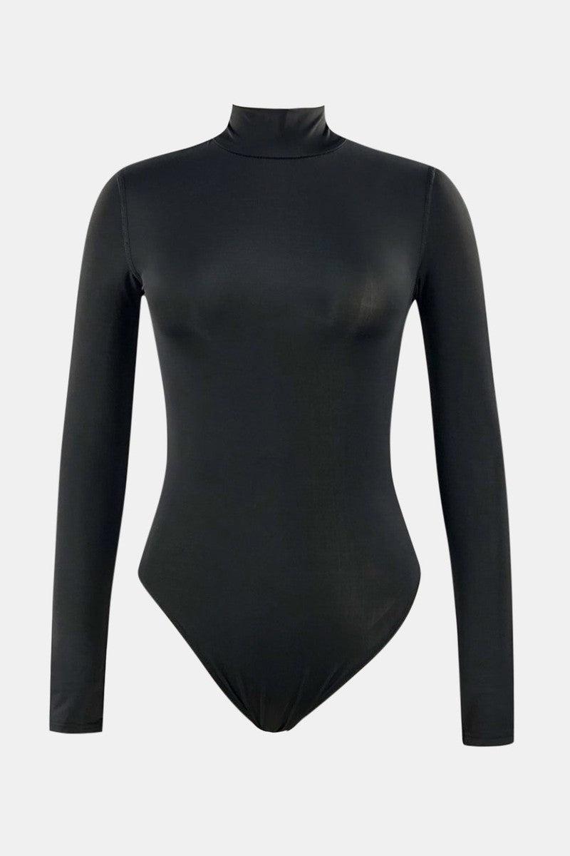 Mock Neck Long Sleeve One-Piece Swimwear-4