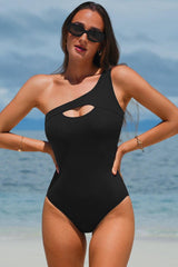 Cutout One Shoulder Sleeveless One-Piece Swimwear-4