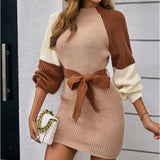 Color Block Sweater Midi Dress