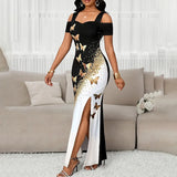 Butterfly Colorblock Maxi Dress