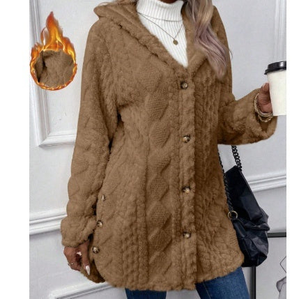 Cozy Hooded Button Cardigan Coat