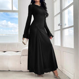 New Trumpet Sleeve Slim-fit Elegant High-elasticity Fashionable Dress