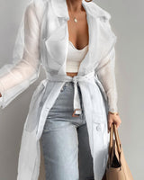Women's Solid Color Loose Balloon Sleeve Mid Length Shirt Jacket