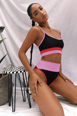 Color Block Spaghetti Strap Two-Piece Swim Set-2