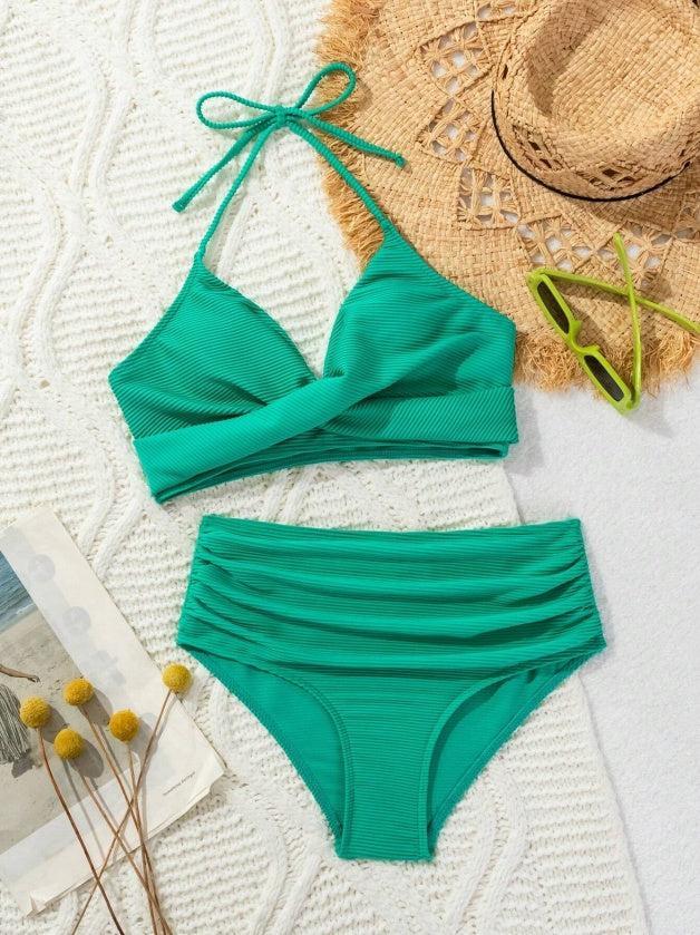 Women's Two-Piece Casual Swimsuit in Green – Fresh & Stylish