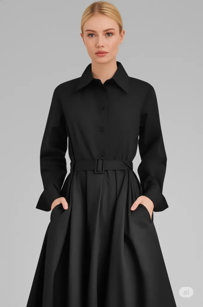 Vestido solto Mulheres Elástico Cintura Alta Show Temperamento Fino