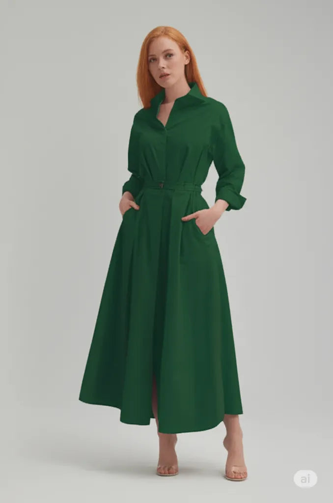 Vestido solto Mulheres Elástico Cintura Alta Show Temperamento Fino