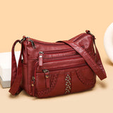 Leather-Texture Multi-Layer Crossbody Bag