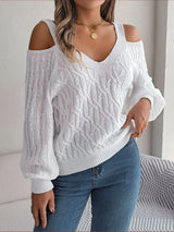 Off-Shoulder Cable Knit Layer