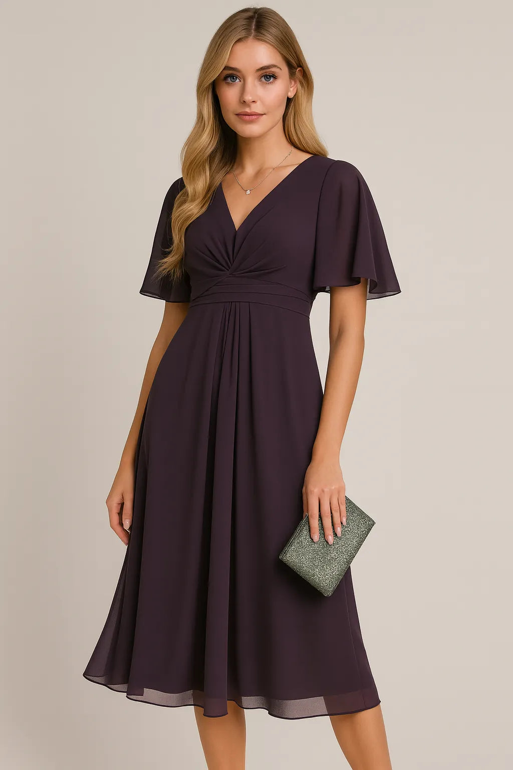 Moda cor sólida e decote em V cintura aparada Casual grande