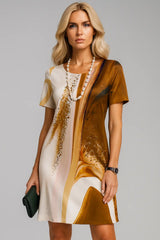 Vestidos Vintage Texturizados Estampados Manga Curta