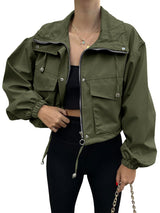 Chic Zip-Up Short Trench Jacket