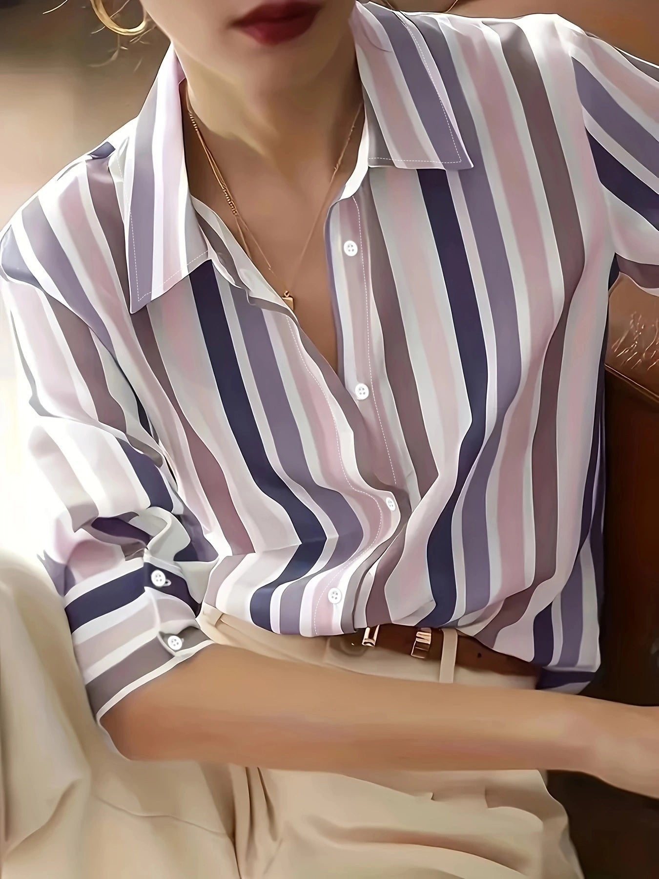 Striped Button Down Blouse