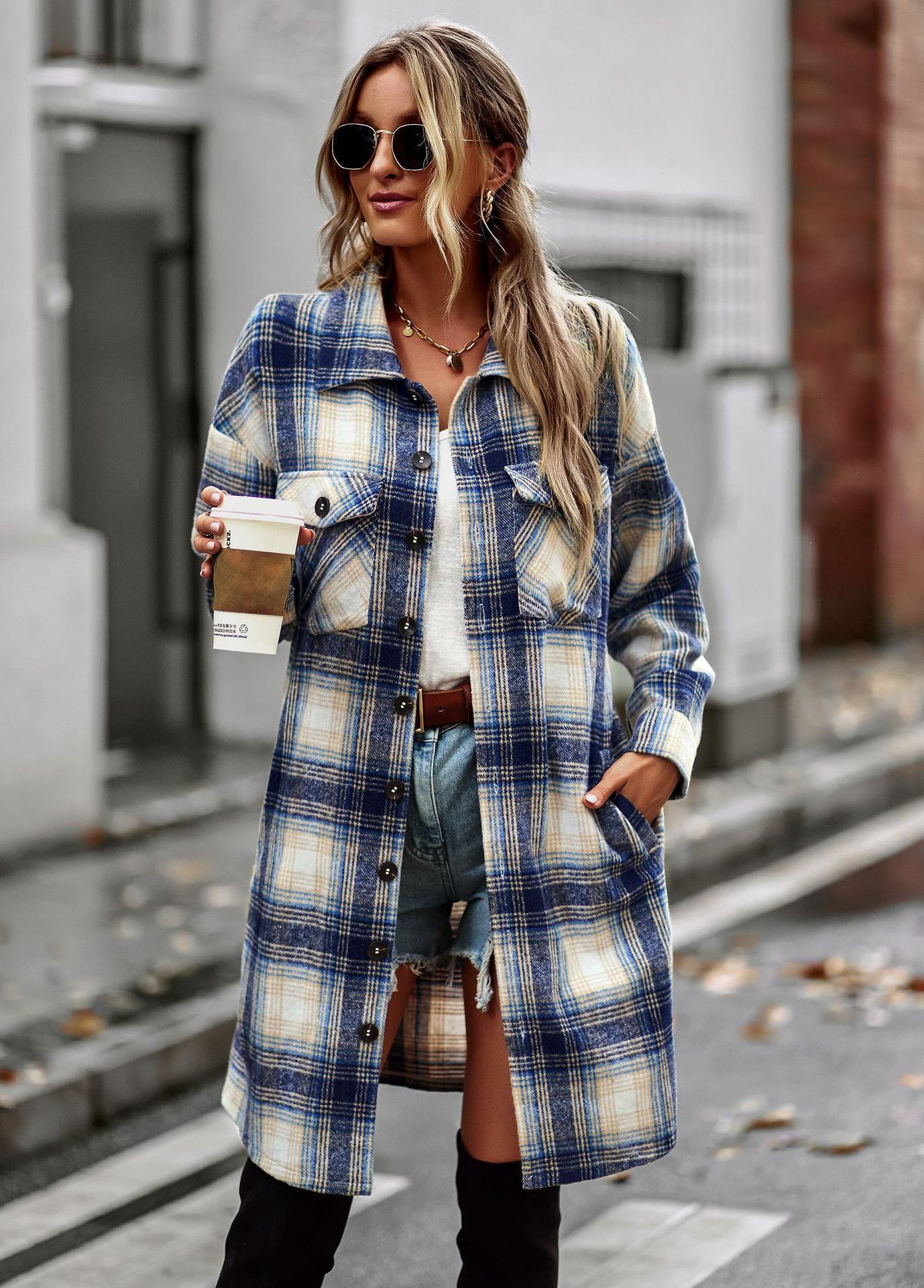 Chic Plaid Long Cardigan Coat