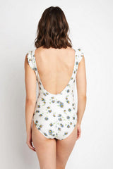 Marina West Swim Float On Ruffle Faux Wrap One-Piece in Daisy Cream