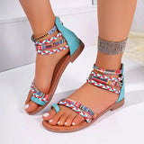 Ethnic Colorful Stitching Large-Size Flat Sandals