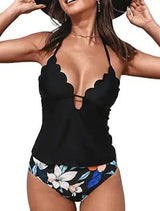 Ladies Fashion Cutout Lace-Up Halter Swimsuit-2