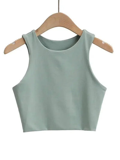 Summer Fashion Women Slim Tops O-neck Sleeveless-5