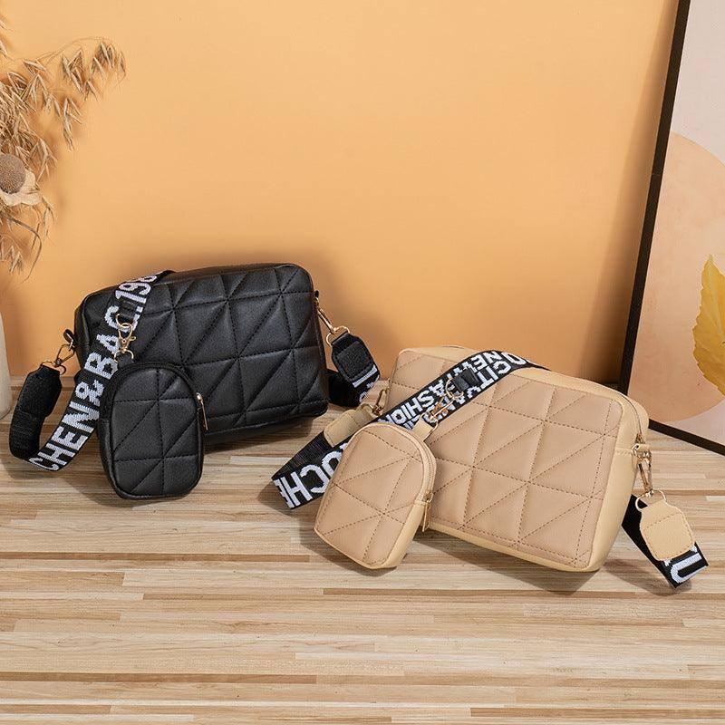 2Pcs Rhombus Shoulder Bag With Wallet Letter Print Wide-5