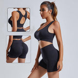 2pcs Yoga Set Women's Vest And Shorts Tracksuit Seamless-1