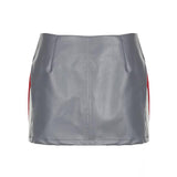 American Street Style Motorcycle Contrast Color Stand-up-Gray Skirt-3