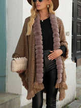 Autumn And Winter Luxury Wool Collar Tassel Shawl Sweater-3