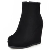 Autumn And Winter Women Platform Platform Wedge Boots-Black-7